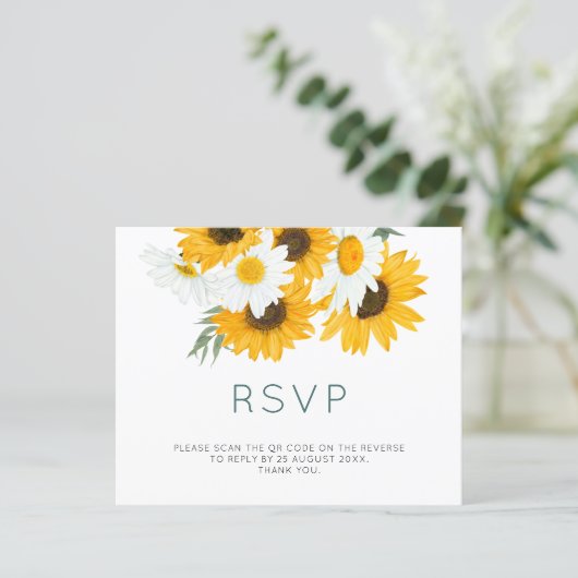 Papier Budget Bohemian Sunflower Mariage QR Code RSVP (Debout devant)