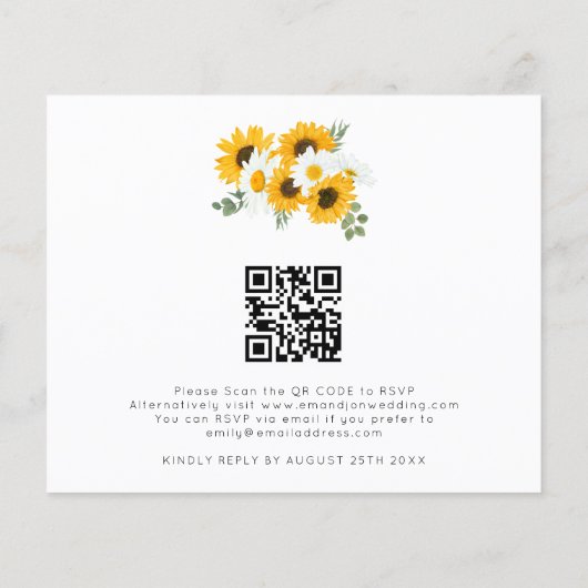 Papier Budget Bohemian Sunflower Mariage QR Code RSVP (Dos)