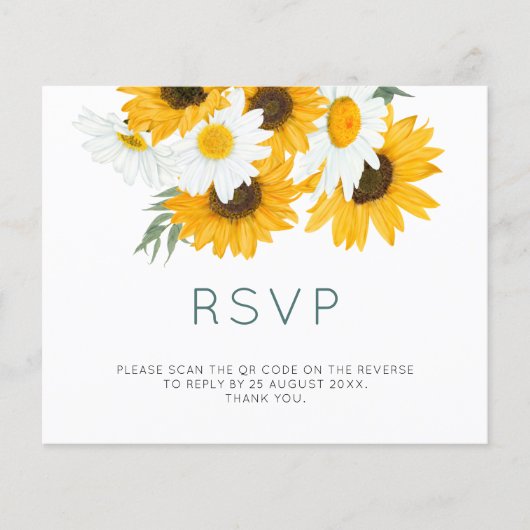 Papier Budget Bohemian Sunflower Mariage QR Code RSVP (Devant)