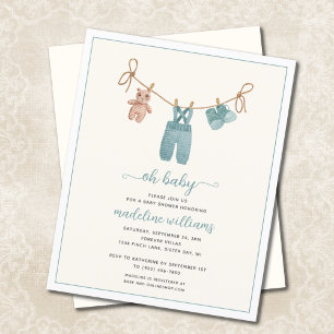 Papier BUDGET BOHO Aquarelle Baby shower Vêtements pour b