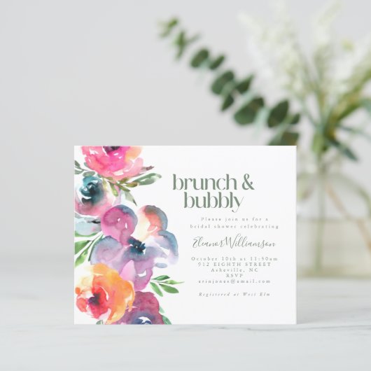 Papier Budget Boho Aquarelle Fleur Brich Brunch Bubbly (Debout devant)