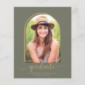 Papier Budget Boho Arch Green Gold Photo Graduation (Devant)