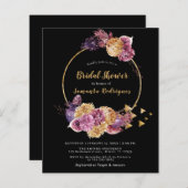 Papier Budget Boho Automne Black Bridal Shower Invitation (Devant / Derrière)