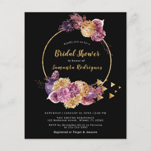 Papier Budget Boho Automne Black Bridal Shower Invitation