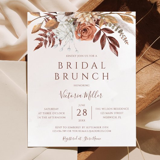 Papier Budget Boho Automne Floral Bridal Brunch Invitatio