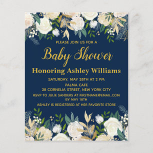 Papier Budget Boho Baby shower Invitation Marine Gold Gre