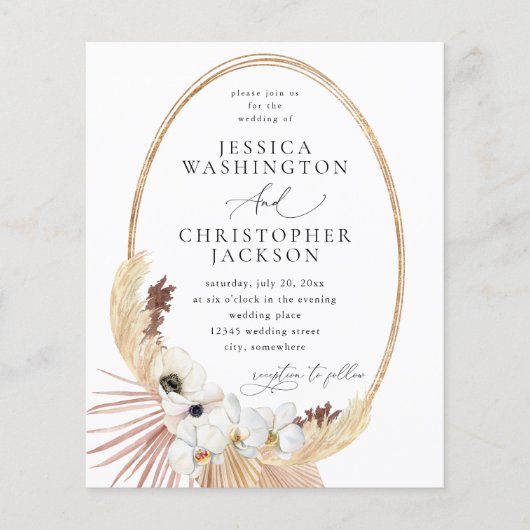 Papier Budget Boho Beach Blanc Floral Mariage (Devant)