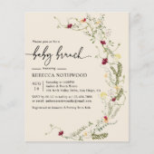 Papier Budget Boho Beige Florals Baby Brunch Invitation (Devant)