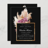 Papier Budget Boho Black, Baby shower d'or Invitation (Devant / Derrière)