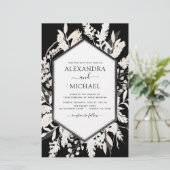 Papier Budget Boho Black Beige Botanique Mariage (Debout devant)