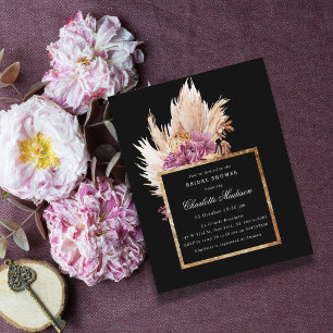 Papier Budget Boho Black, Gold Bridal Shower Invitation