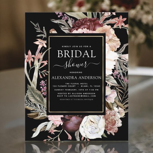 Papier Budget Boho Black Pink Burgundy Fête des mariées