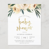 Papier Budget Boho Blush Pink & Gold Script Baby shower (Devant)