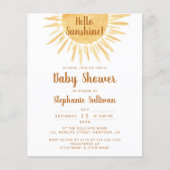 Papier Budget Boho Bonjour Sunshine Baby shower Invitatio (Devant)