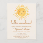Papier Budget Boho Bonjour Sunshine Baby shower Invitatio (Devant)