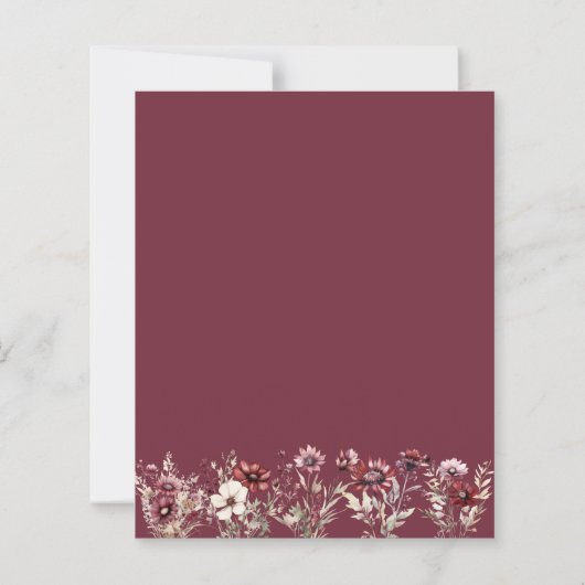 Papier Budget Boho Bourgogne Fleurs sauvages de mariage I (Dos)