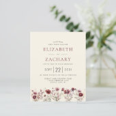 Papier Budget Boho Bourgogne Floral Ivory Wedding Invitat (Debout devant)