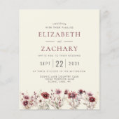 Papier Budget Boho Bourgogne Floral Ivory Wedding Invitat (Devant)
