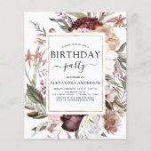 Papier Budget Boho Bourgogne Tout âge Anniversaire Invita (Devant)