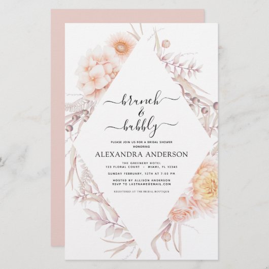 Papier Budget Boho Brunch et Fête des mariées Bubbly (Devant / Derrière)