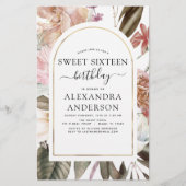 Papier Budget Boho Burgundy Sweet 16 Anniversaire Invitat (Devant)