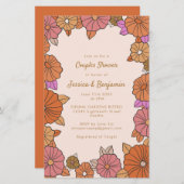 Papier Budget Boho Burnt Orange Floral Couples Douche (Devant / Derrière)
