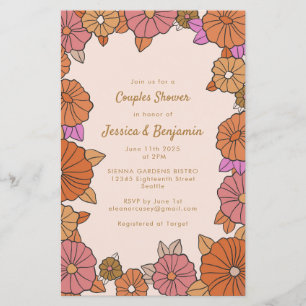 Papier Budget Boho Burnt Orange Floral Couples Douche
