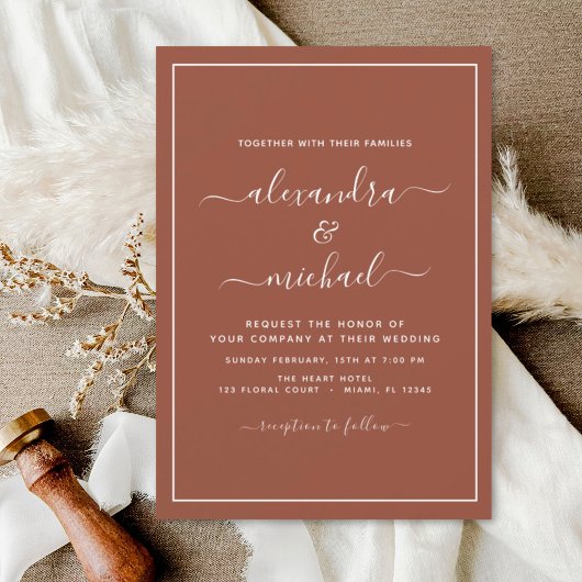 Papier Budget Boho Burnt Orange Wedding Invitations