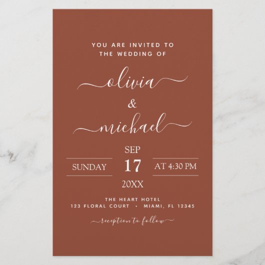 Papier Budget Boho Burnt Orange Wedding Invitations (Devant)