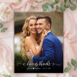 Papier Budget Boho Calligraphie 2 Photo Mariage Merci<br><div class="desc">Budget Moderne Boho "Love and Thanks" Script 2 Photo Mariage Merci personnalisé abordable carte THIN à petit budget. Le modèle mariage élégant avec une photo verticale complète sur le devant avec le texte superposé "Amour et Merci" dans une police de script de typographie ou de calligraphie écrite à la main...</div>