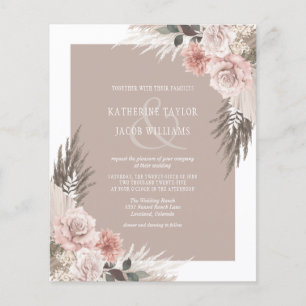 Papier Budget Boho Champagne Faire-part de mariage beige