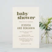 Papier Budget Boho Chic Baby shower Vert Olive (Debout devant)