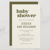Papier Budget Boho Chic Baby shower Vert Olive (Devant / Derrière)
