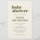Papier Budget Boho Chic Baby shower Vert Olive (Devant)