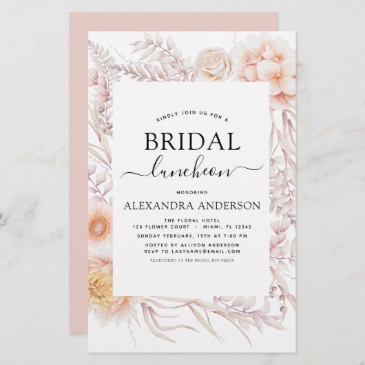 Papier Budget Boho Chic Bridal Luncheon Dusty Pink Desert (Devant / Derrière)