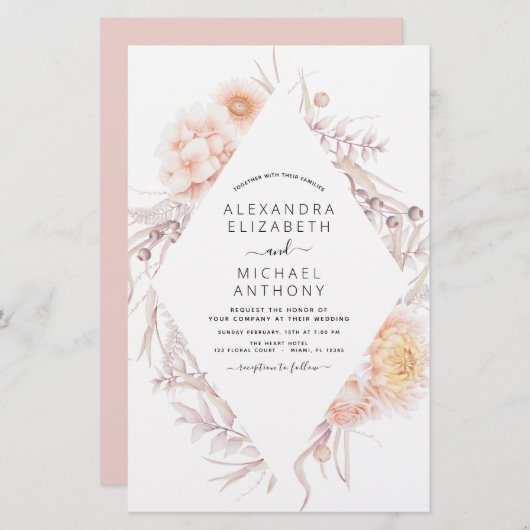 Papier Budget Boho Chic Dusty Pink Desert Mariage (Devant / Derrière)
