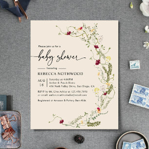 Papier Budget Boho Chic Fleur sauvage Baby shower Invitat