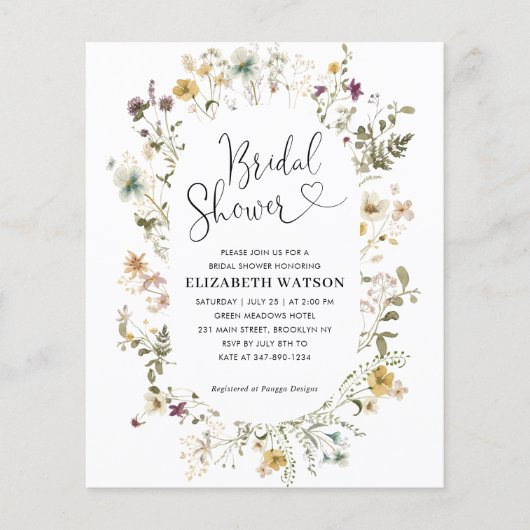 Papier Budget Boho Chic Fleur sauvage Floral Fête des mar (Devant)