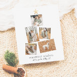 Papier Budget Boho Christmas Tree 5 Photo Collage Holiday<br><div class="desc">Une carte de vacances moderne, simple et économique qui comprend cinq de vos photos préférées disposées en forme de sapin de Noël. En haut de l'arrangement photo, il y a une fausse étoile dorée. Cet or n'est qu'une image imprimée, mais une véritable version en feuille d'or de ce design est...</div>