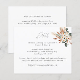 Papier Budget Boho Cuivre Pampas Grass Floral Détails