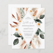 Papier Budget Boho Cuivre Pampas Grass Mariage (Devant / Derrière)
