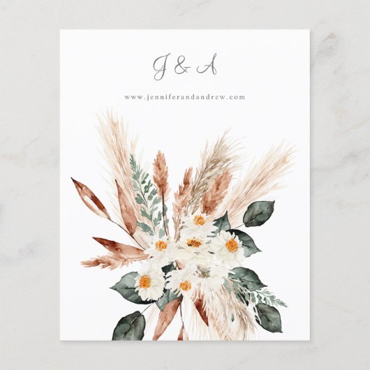 Papier Budget Boho Cuivre Pampas Grass Mariage (Dos)