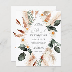 Papier Budget Boho Cuivre Pampas Grass Mariage