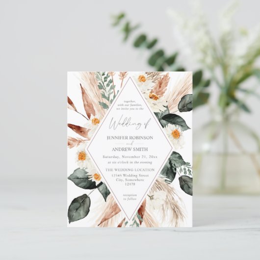 Papier Budget Boho Cuivre Pampas Grass Mariage V3 (Debout devant)