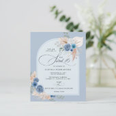 Papier Budget Boho Dusty Blue Pampas Sweet 16 Invitation (Debout devant)