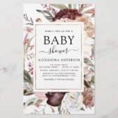 Papier Budget Boho Dusty Pink Burgundy Baby shower (Devant)