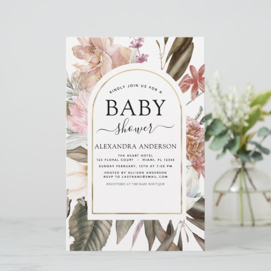 Papier Budget Boho Dusty Pink Burgundy Baby shower (Debout devant)