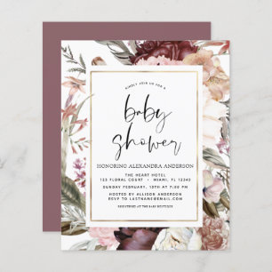 Papier Budget Boho Dusty Pink Burgundy Baby shower