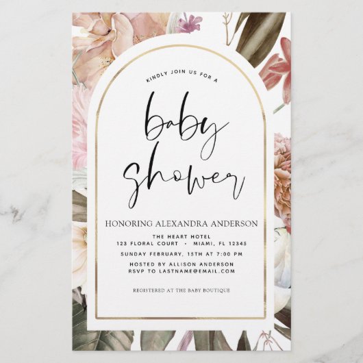 Papier Budget Boho Dusty Pink Burgundy Baby shower (Devant)