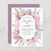 Papier Budget Boho Dusty rose violet Faire-part de mariag (Devant / Derrière)
